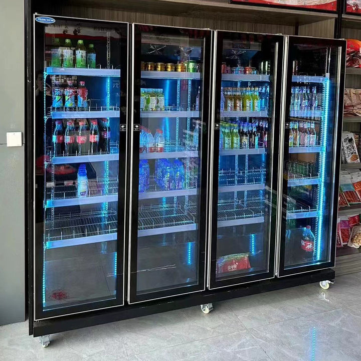 Supermarket Commercial Fridge Beverage Display Fridge Glass Door Upright Showcase Refrigeration