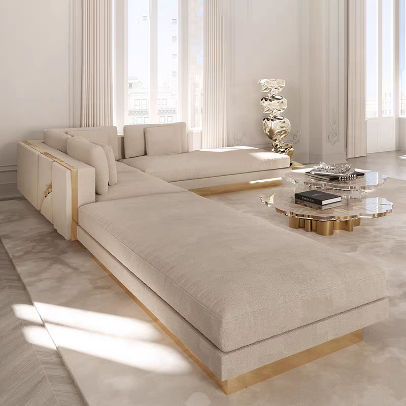 Luxury Living Modular Sectional Sofa – High Quality Velvet L-Shaped Sponge Filled Sofa