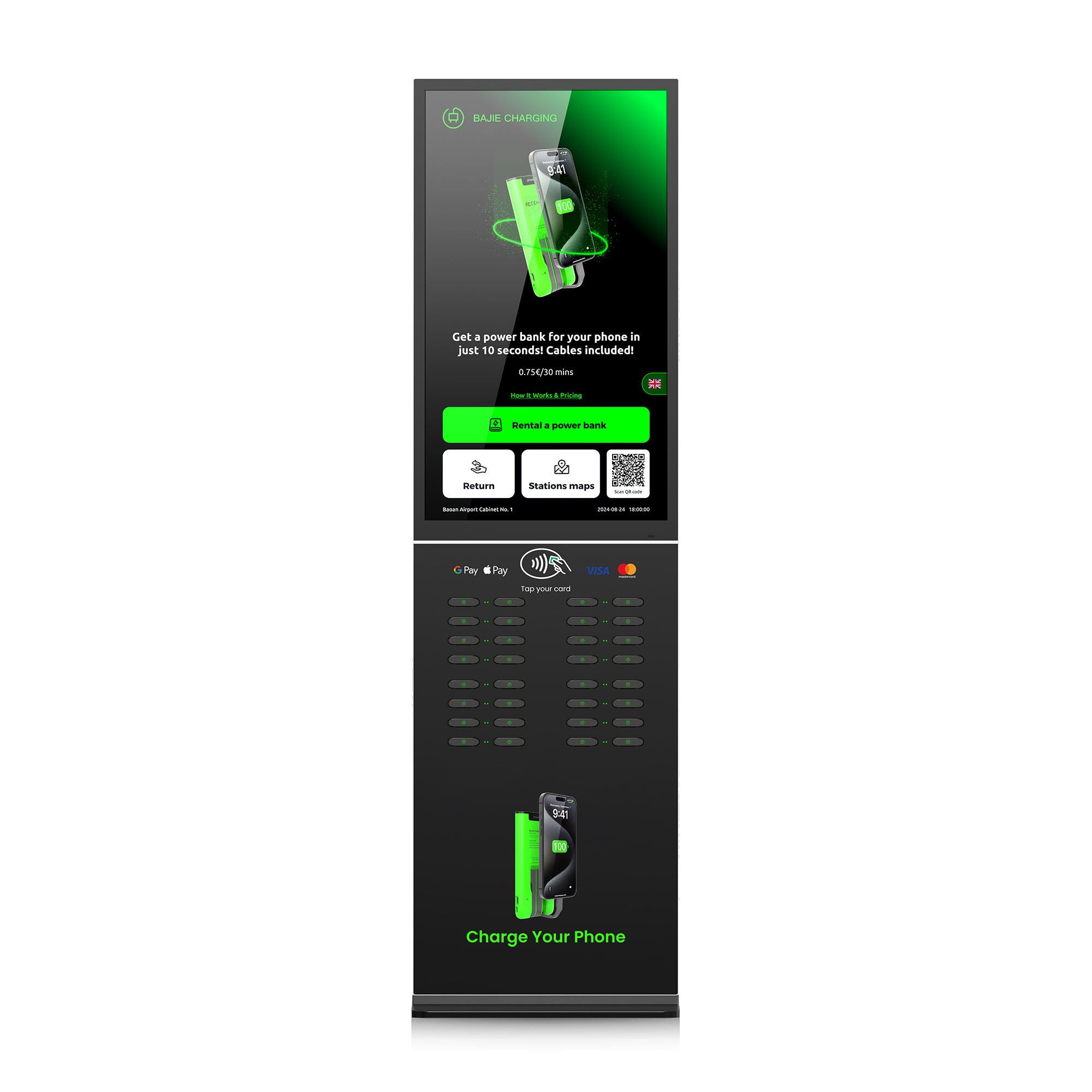 New 32-Slot Mobile Rental Charging Station with Built-in POS System – Card & QR Code Payments