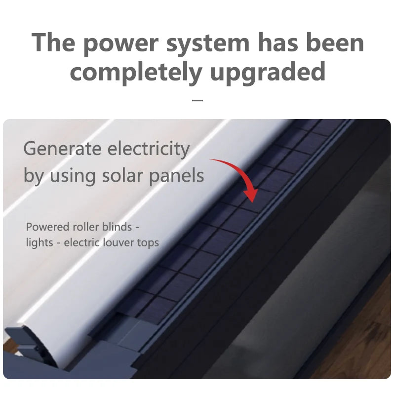 Motorized Pergola Pavilion Solar Panel All-Weather Waterproof Pergola