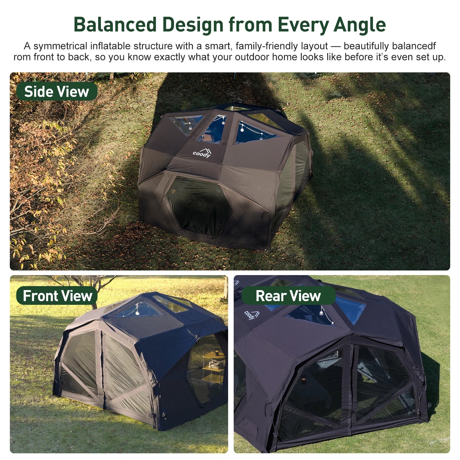 Coody Hubshelter Pro Air Tent-Black China Inflatable Tent Manufacturers Family Durable Cotton 4 Seasons Camping Inflatable Tent
