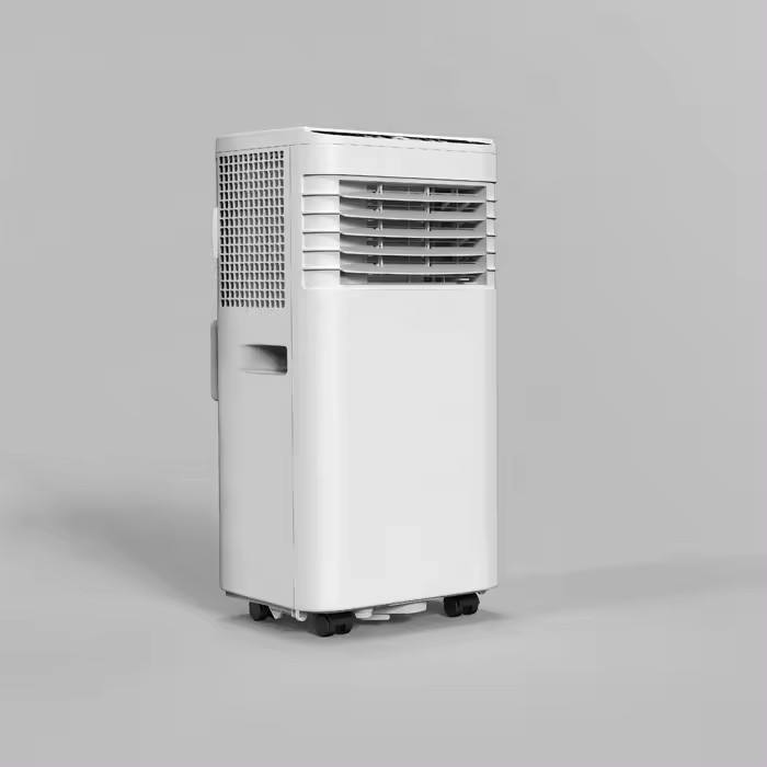 Portable air conditioner on a gray background