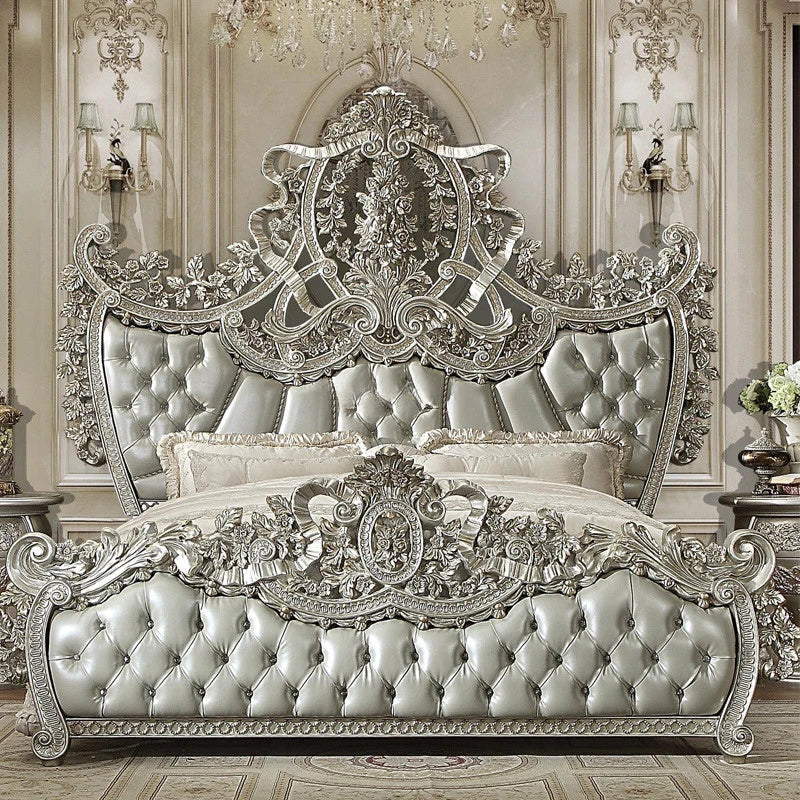 New Luxury Royal Style Wooden Carving Antique King Size Bed