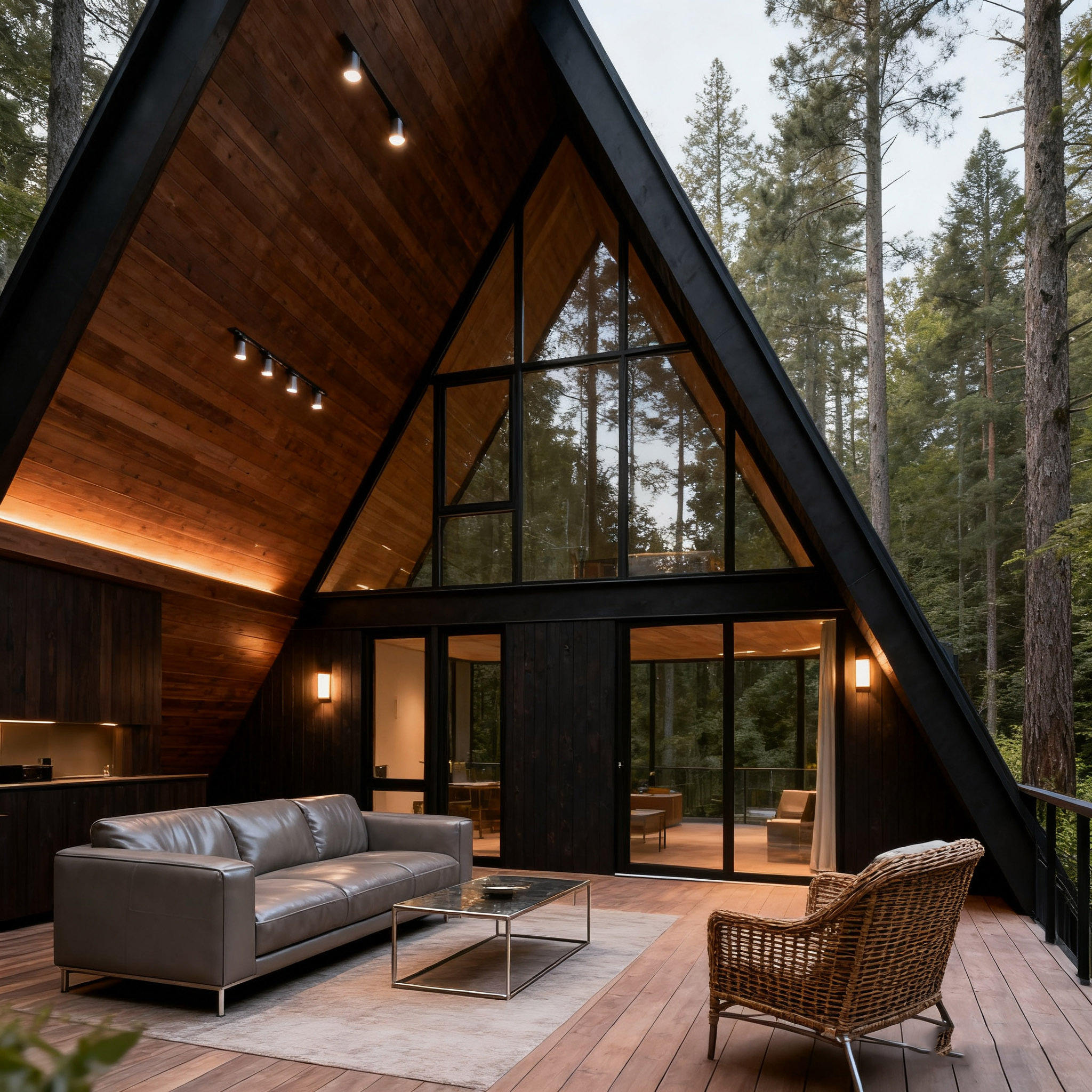 Modern Luxury Triangle Wooden Prefab House – A-Frame Wooden Bungalow Cottage
