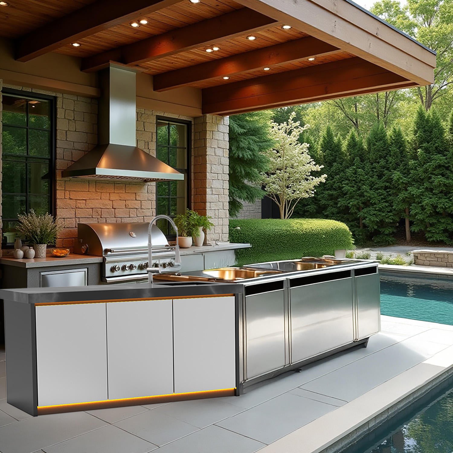 Premium Outdoor BBQ Gas Grill Kitchen Cabinet Set