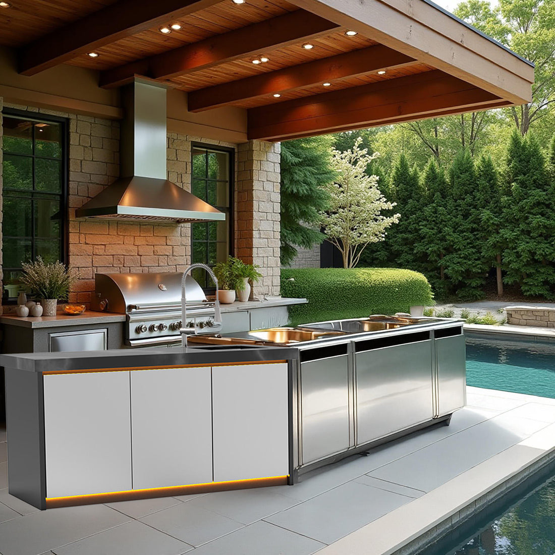 Premium Outdoor BBQ Gas Grill Kitchen Cabinet Set