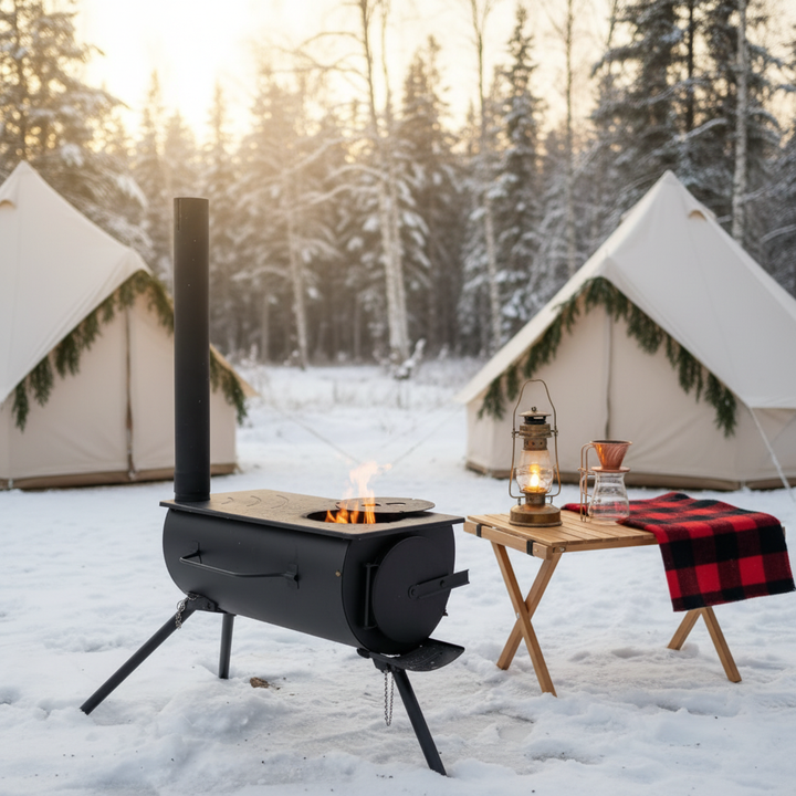 Vintage Cooking Wood Stove Camping Accessories for Travel Hiking