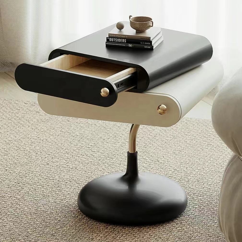 Modern side table with a drawer in a minimalistic room