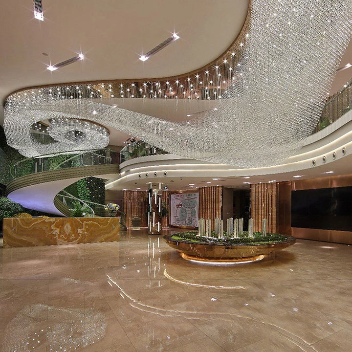 OEM Luxury Style Project Indoor Decoration Lighting Hotel Lobby Custom Large LED Chandelier Ceiling Lamp