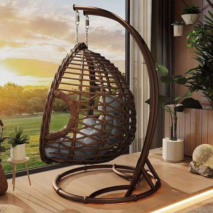 Luxury Woven Rattan Outdoor Rocking Chair Hammock for Balconies and Patios
