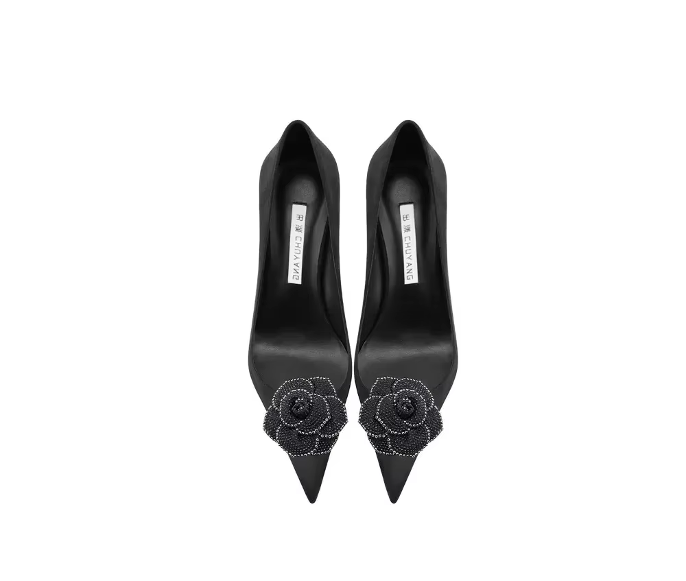 Women's Black Suede Pointed Toe High Heels – Elegant Slip-On Stiletto Pumps