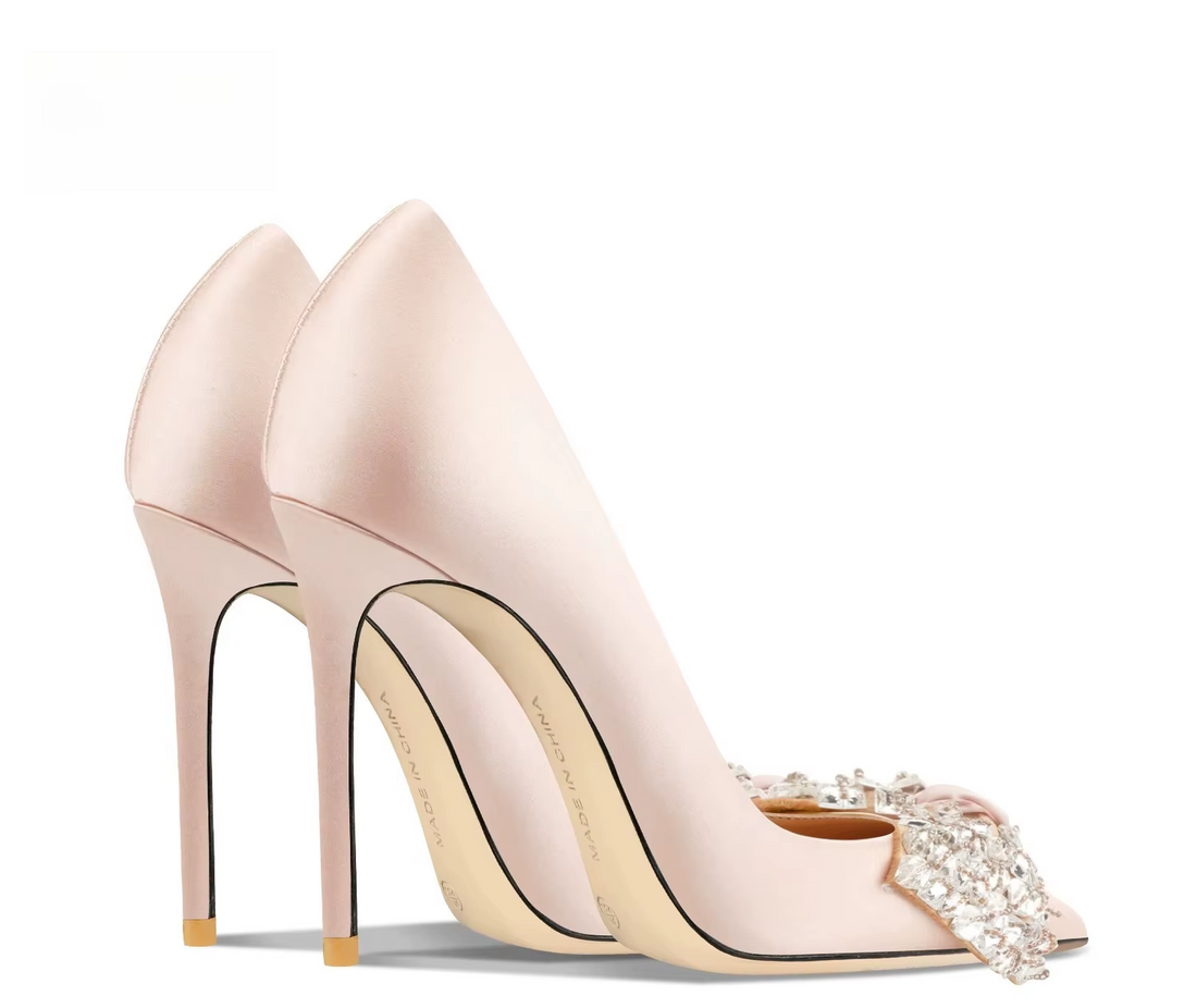 Women Leather Bow High Heels – Elegant Stiletto Banquet Women Shoes