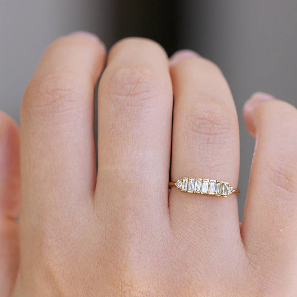 New 14k White Pure Gold Engagement Diamond Solitaire Women Ring
