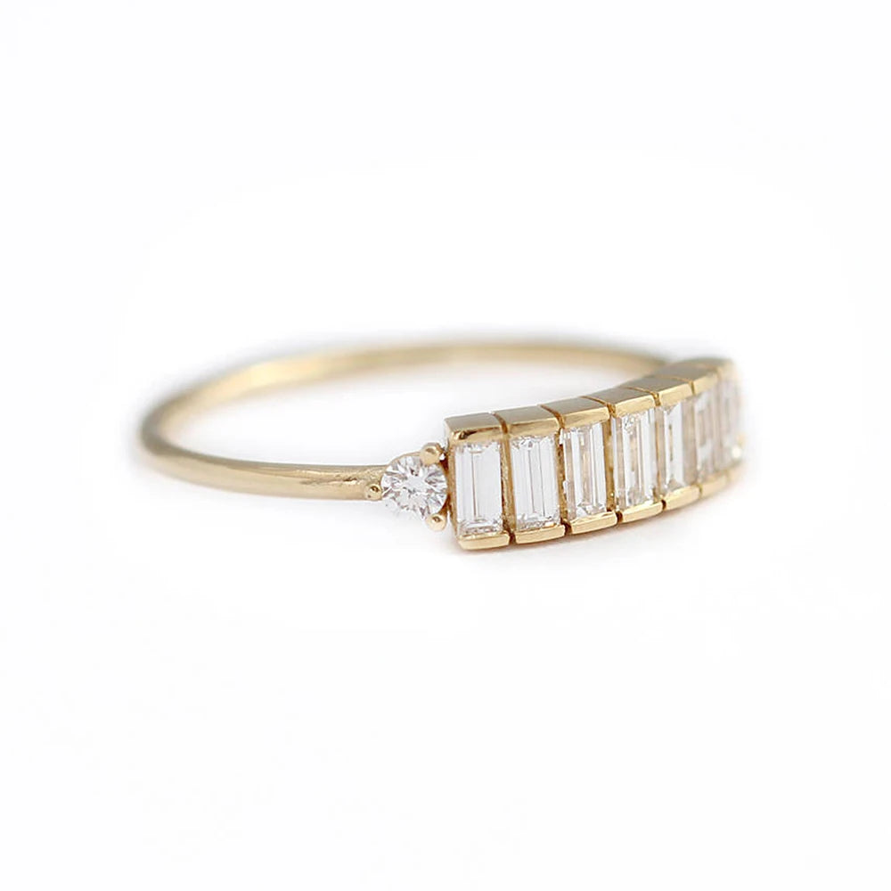New 14k White Pure Gold Engagement Diamond Solitaire Women Ring