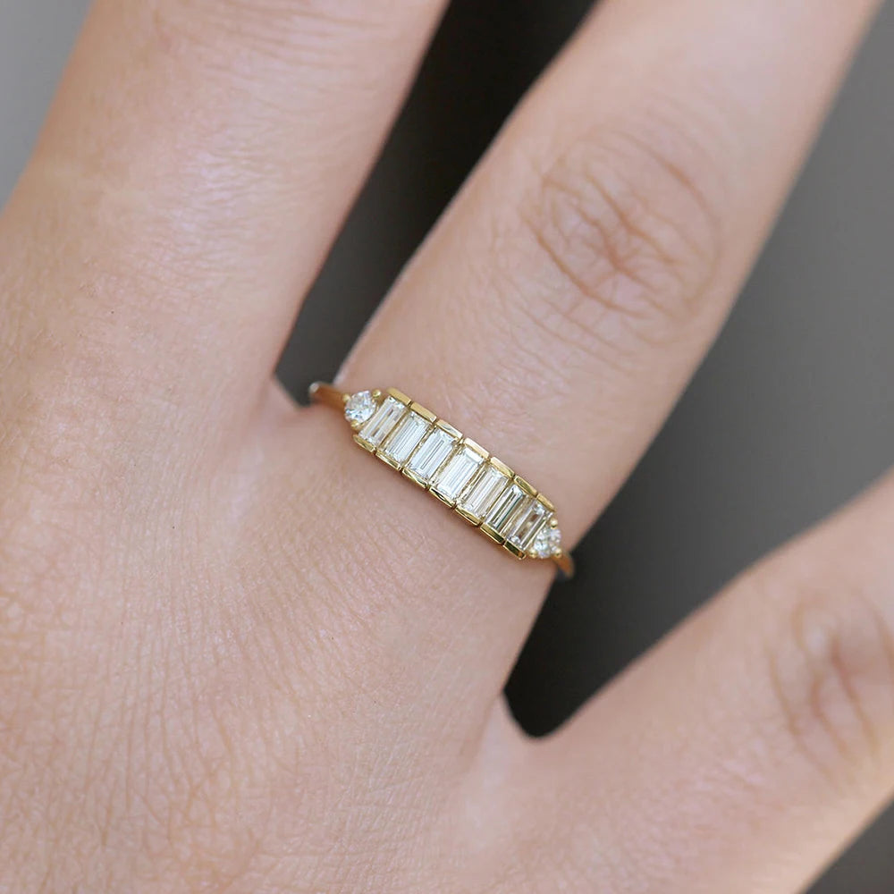 New 14k White Pure Gold Engagement Diamond Solitaire Women Ring