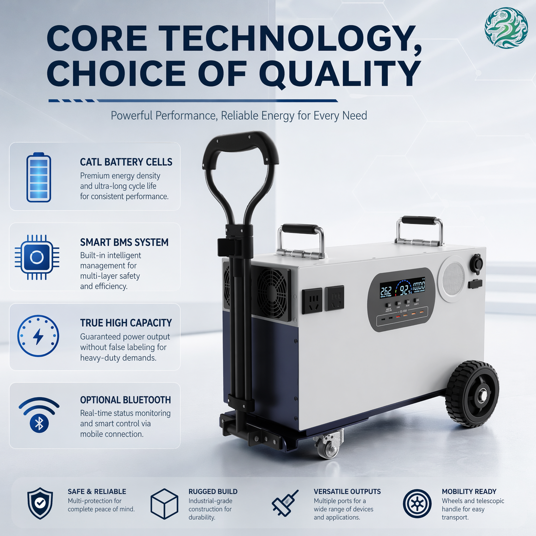All-in-One Mobile Power Station – Off-Grid Solar Backup Energy Storage Battery Pack with Integrated Inverter