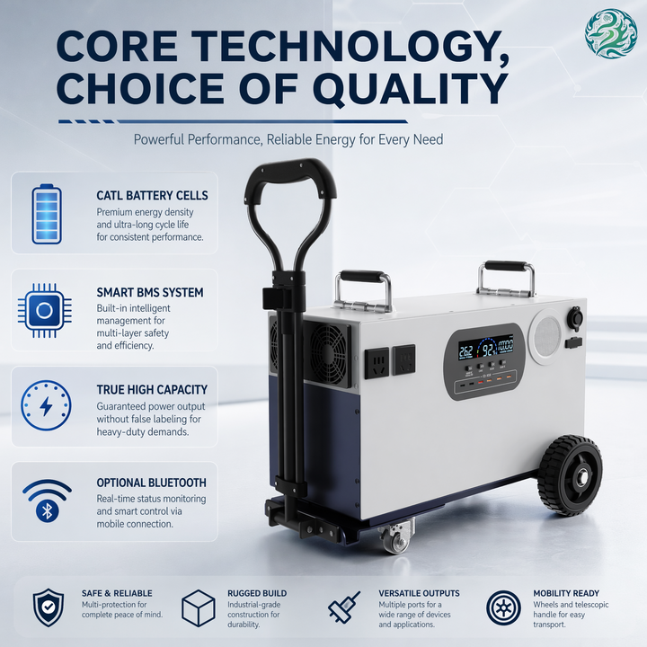All-in-One Mobile Power Station – Off-Grid Solar Backup Energy Storage Battery Pack with Integrated Inverter
