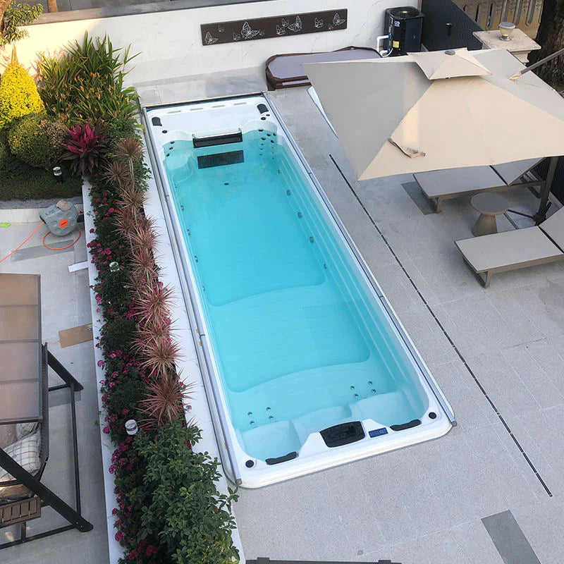 Modern Endless Swimming Spa - Constant Temperature Multipurpose Pool with Slide Cover