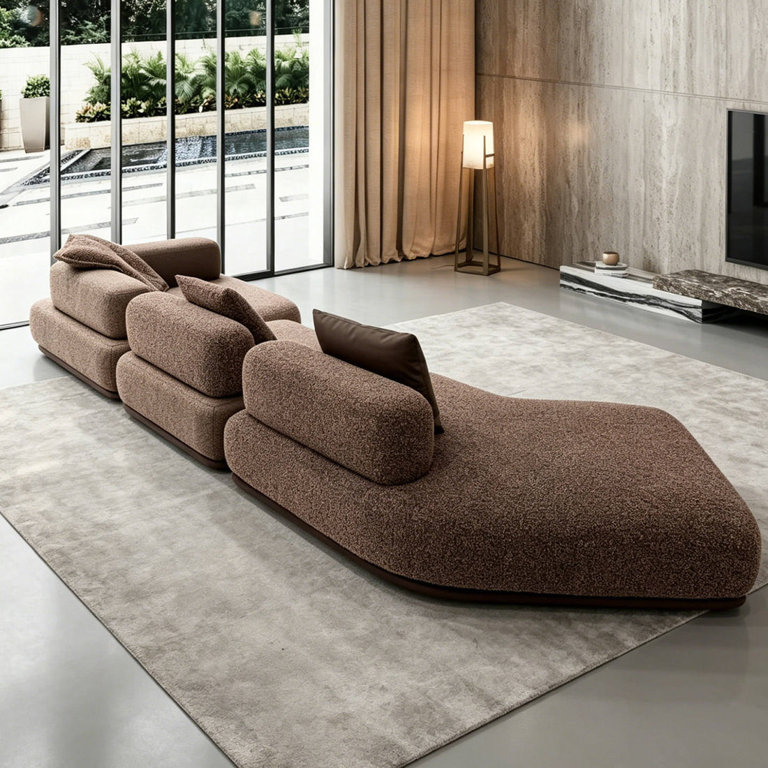 Premium Medieval Style L-Shaped Sectional Corner Sofa Set with Adjustable Headrest