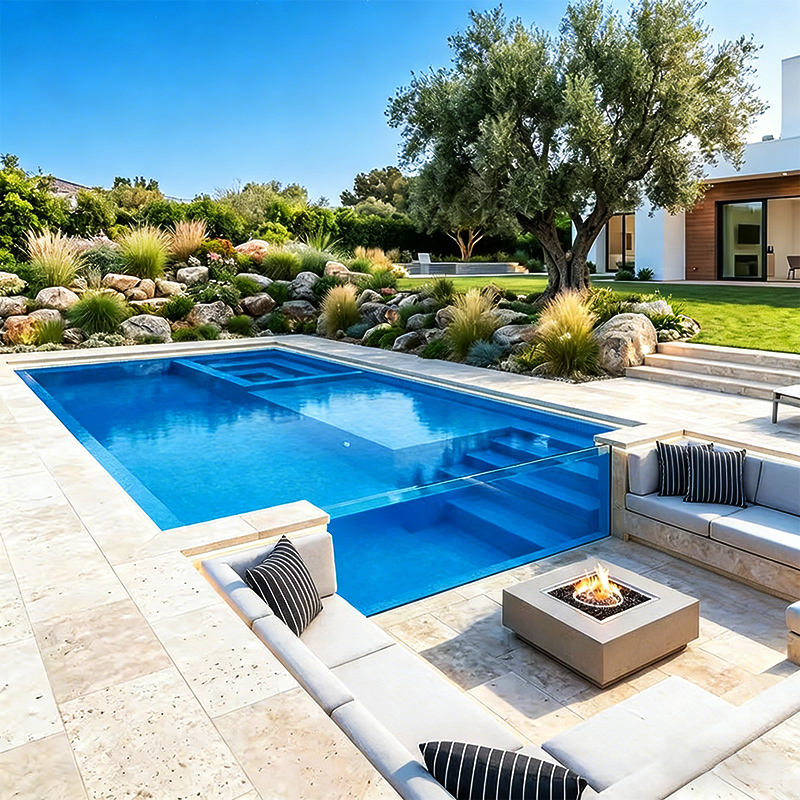 Luxury 3D Design Villa Fiberglass Swimming Pool with Sitting Area