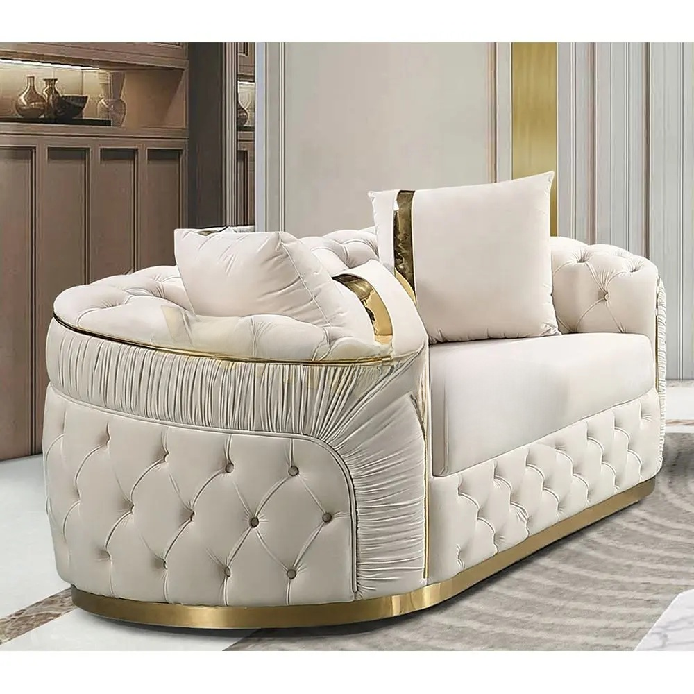 Italian Sofa Set – High-Quality Full Fabric Couch Steel Legs | Luxury Modern Living Room Sofa