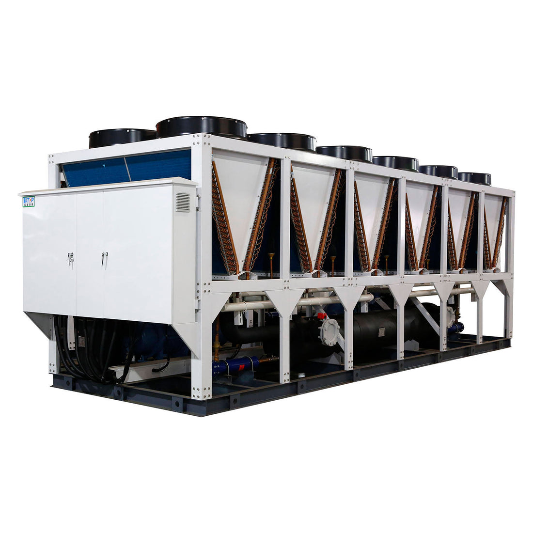 Large industrial cooling tower on a white background