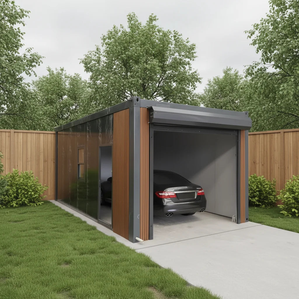 Modern Container Garage: Prefabricated Steel Carport, Multi-Vehicle Parking Shed