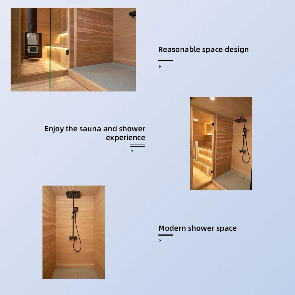 Modern Outdoor Cedar Sauna Shed with Shower and Changing Room 