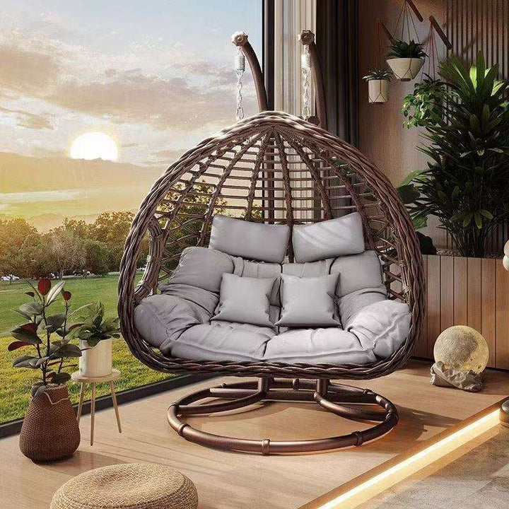 Luxury Woven Rattan Outdoor Rocking Chair Hammock for Balconies and Patios
