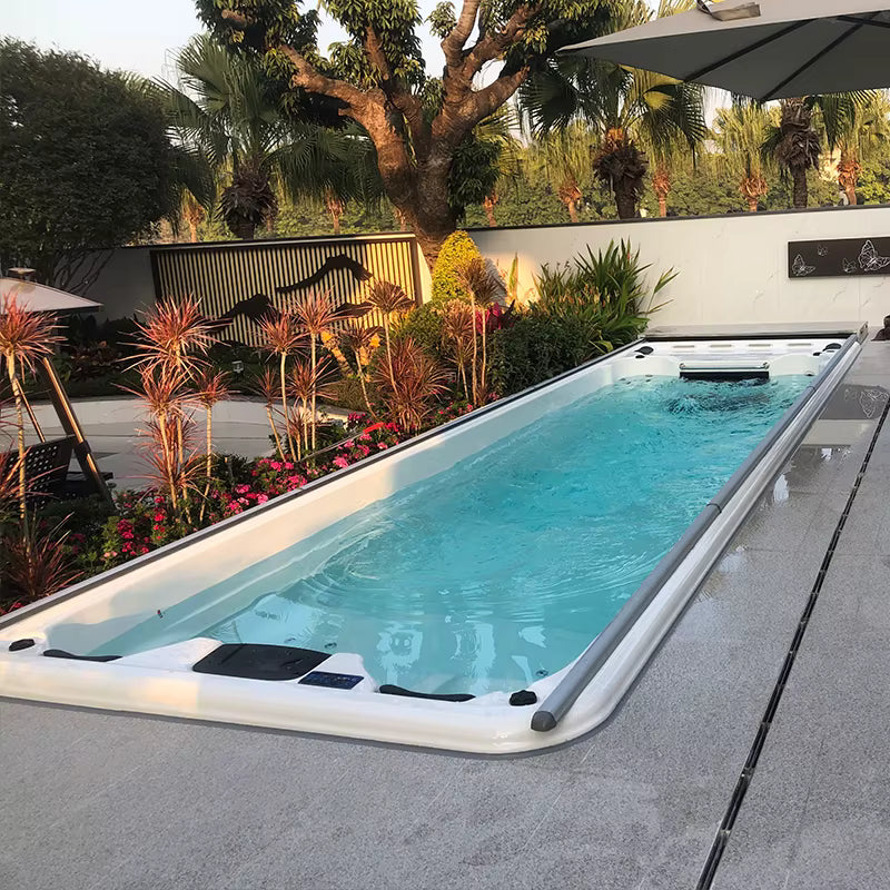 Modern Endless Swimming Spa - Constant Temperature Multipurpose Pool with Slide Cover