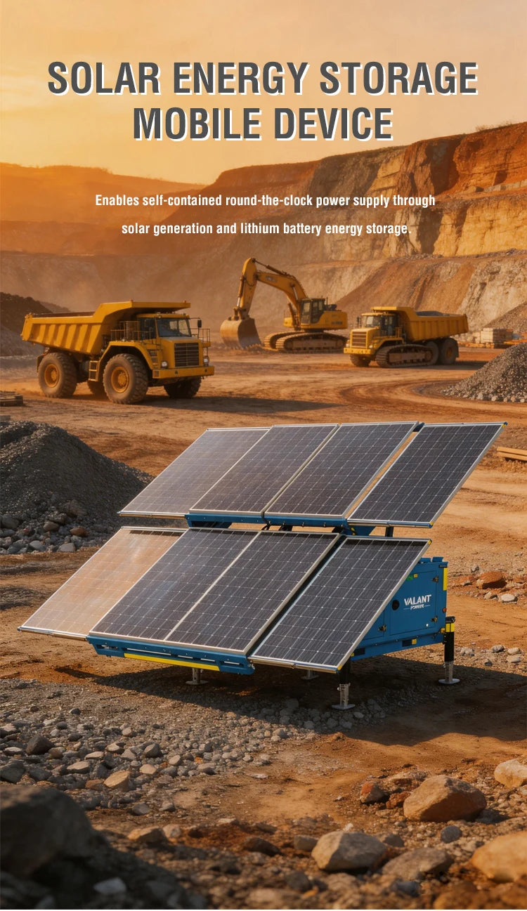 Off Grid Mobile Solar Power Trailer 8PCS Solar Panel Lithium Battery Energy Station with Optional Diesel Backup Generator