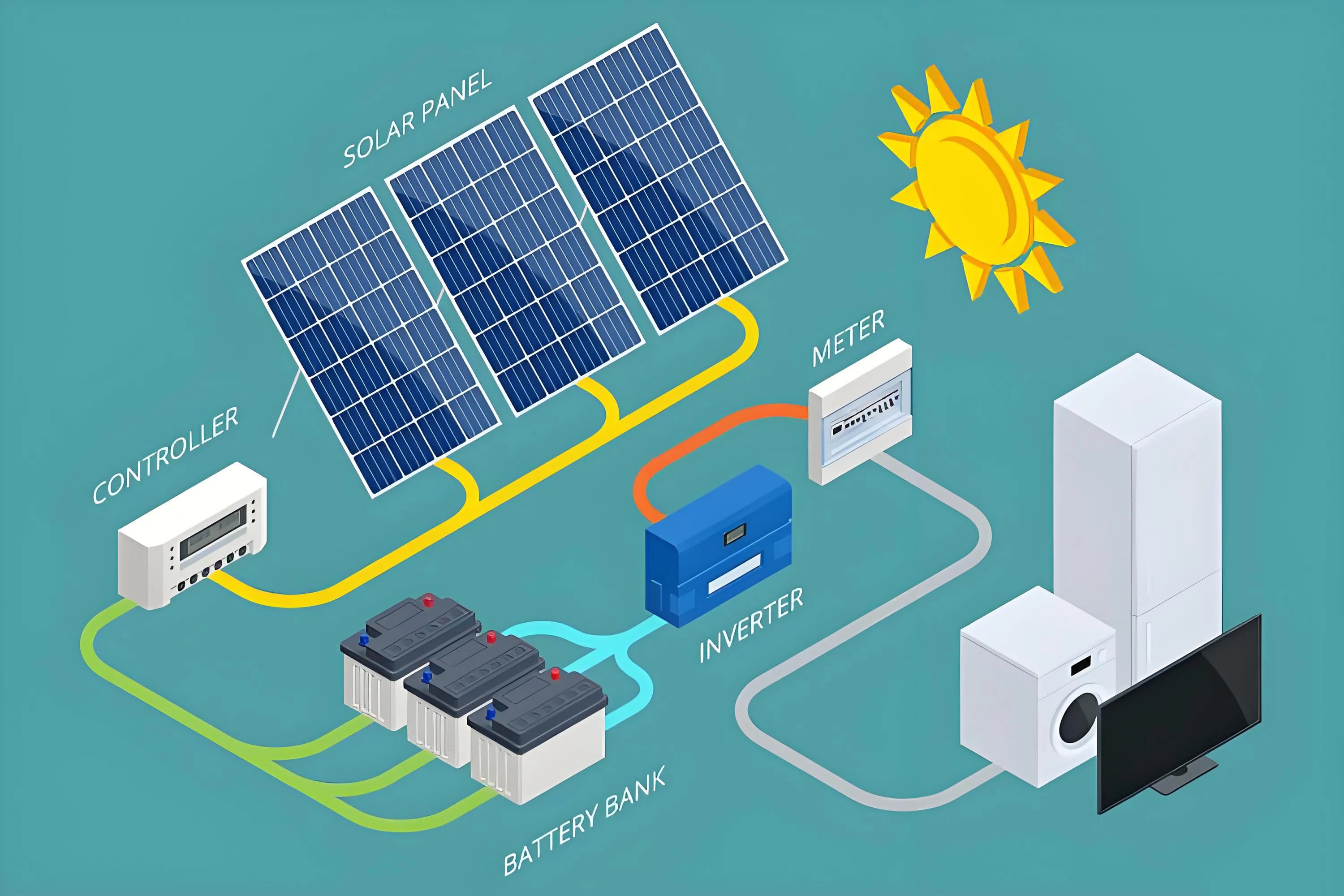 Home Solar System ESS 8KW 10KW 15KW 16KW Hybrid Storage Monocrystalline Silicon MPPT Lithium Battery off Grid System