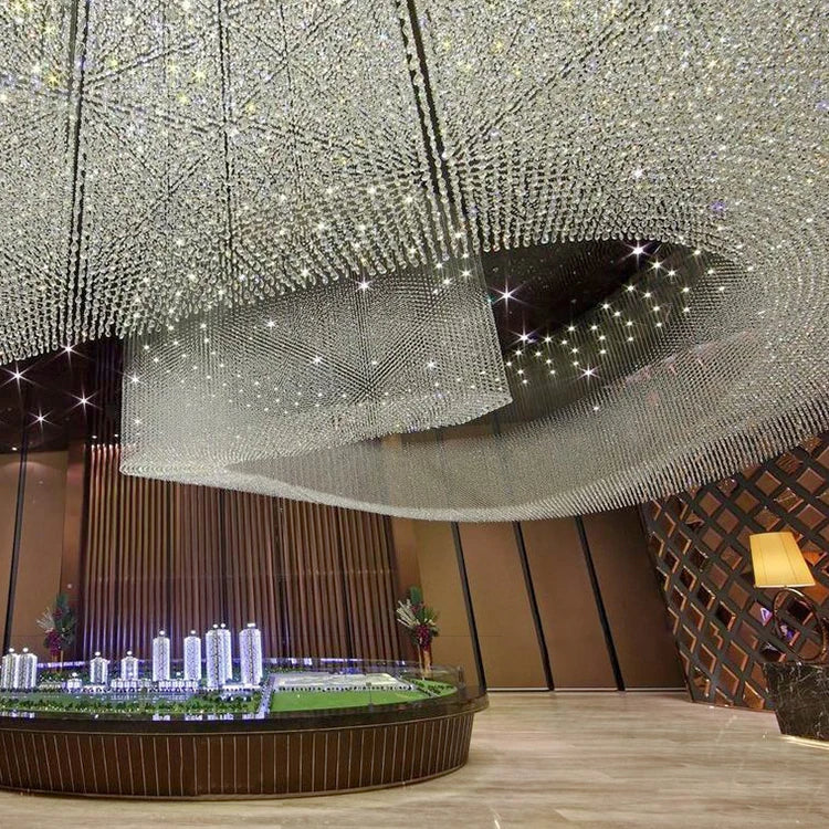 OEM Luxury Style Project Indoor Decoration Lighting Hotel Lobby Custom Large LED Chandelier Ceiling Lamp