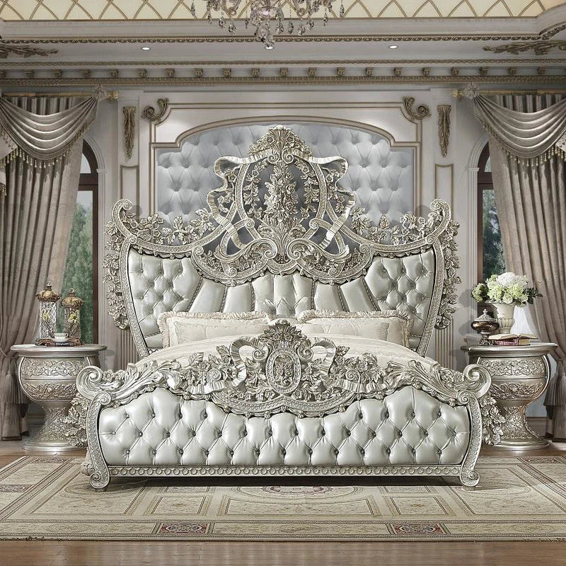 New Luxury Royal Style Wooden Carving Antique King Size Bed