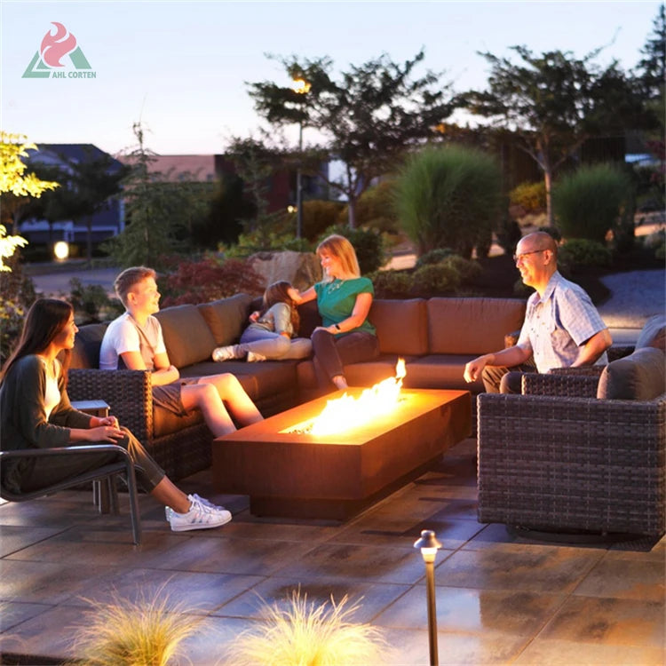 Luxe home Corten Steel Glass Outdoor fire pit