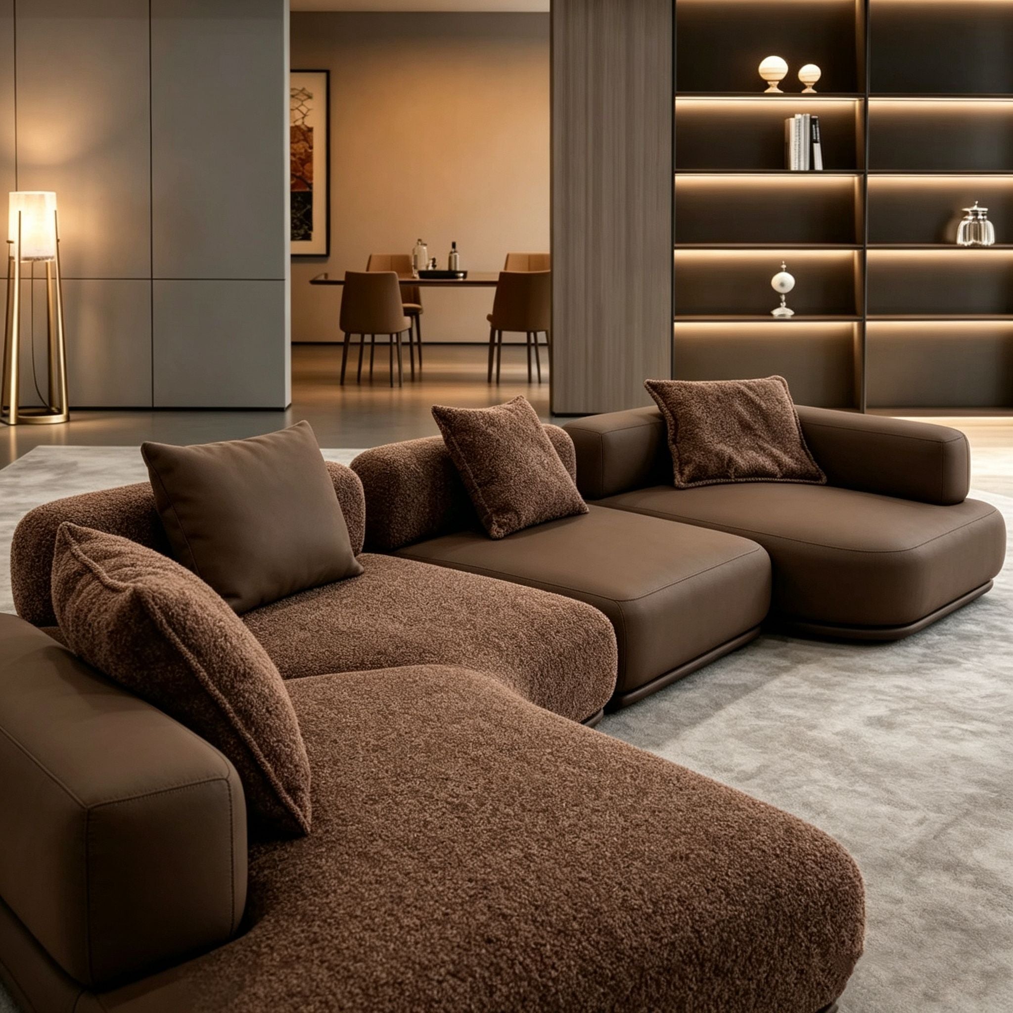 Premium Medieval Style L-Shaped Sectional Corner Sofa Set with Adjustable Headrest