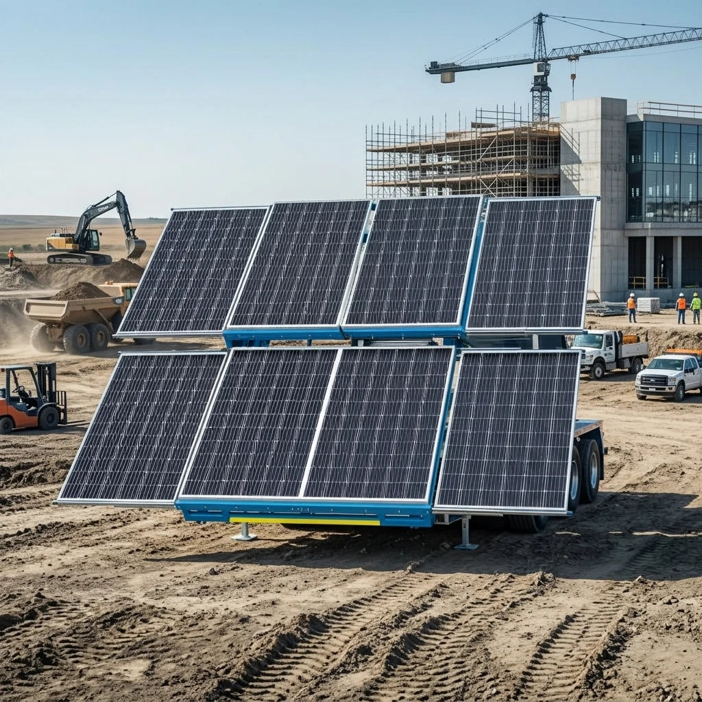 Off Grid Mobile Solar Power Trailer 8PCS Solar Panel Lithium Battery Energy Station with Optional Diesel Backup Generator