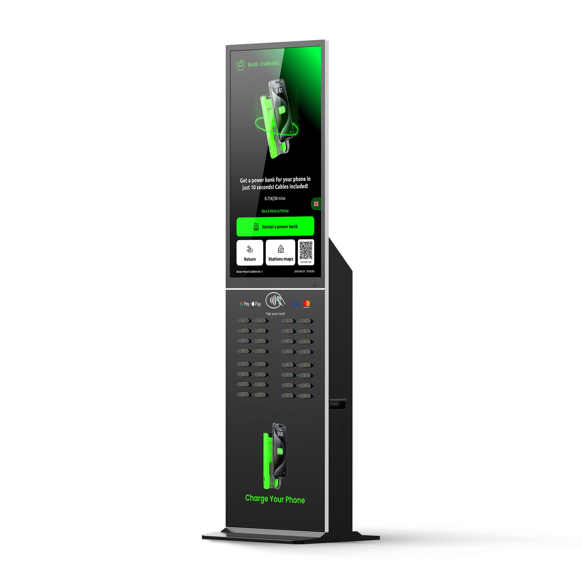 New 32-Slot Mobile Rental Charging Station with Built-in POS System – Card & QR Code Payments
