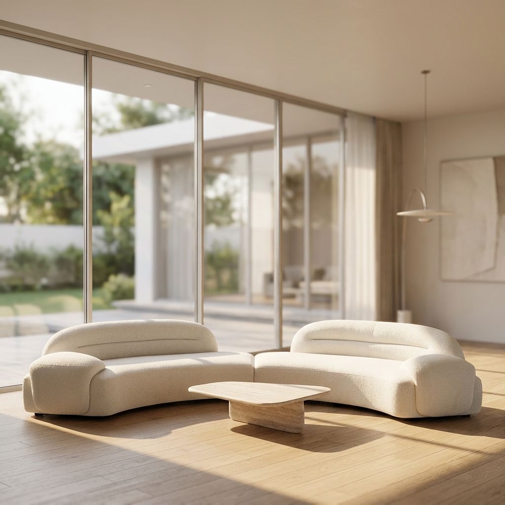 Modern White Sofa 3-Seater Velvet Upholstered Vertical Tufted Couch