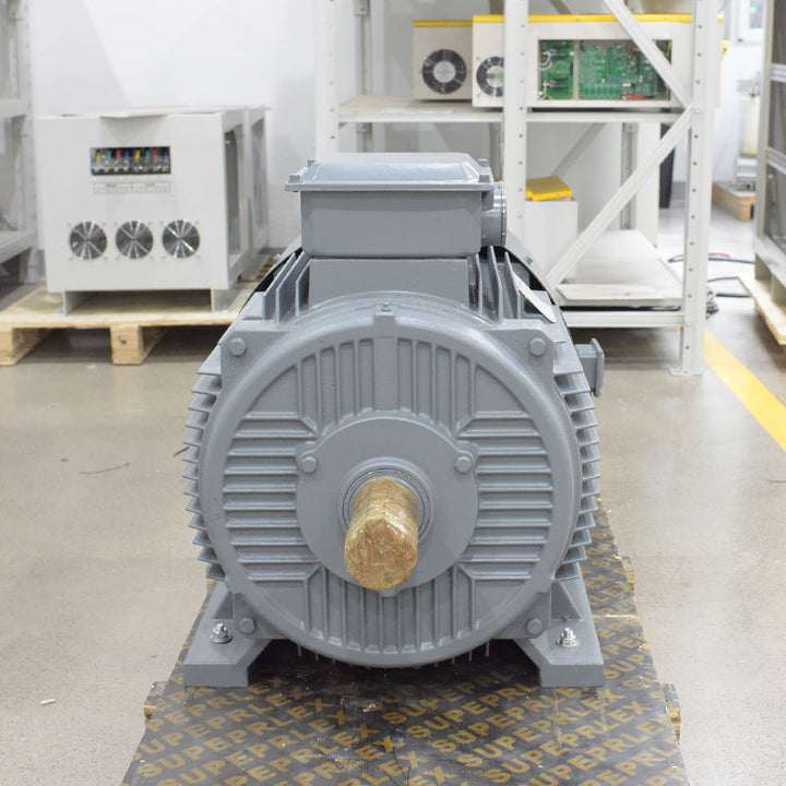 Large industrial motor in a warehouse setting