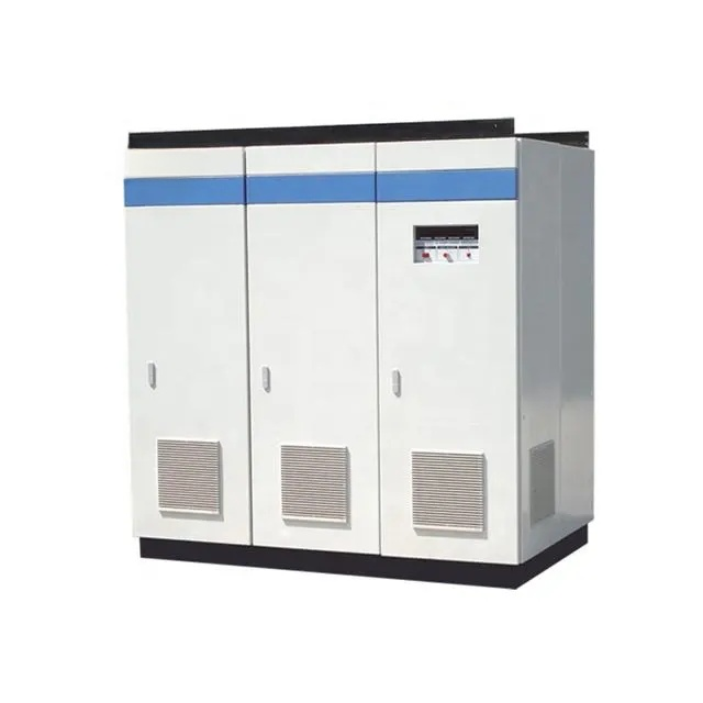 Large electrical enclosure with blue strip on a white background