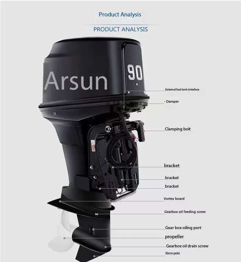 New Parsun Power 2 Stroke 90Hp 3-Cylinder Outboard Motor Engine