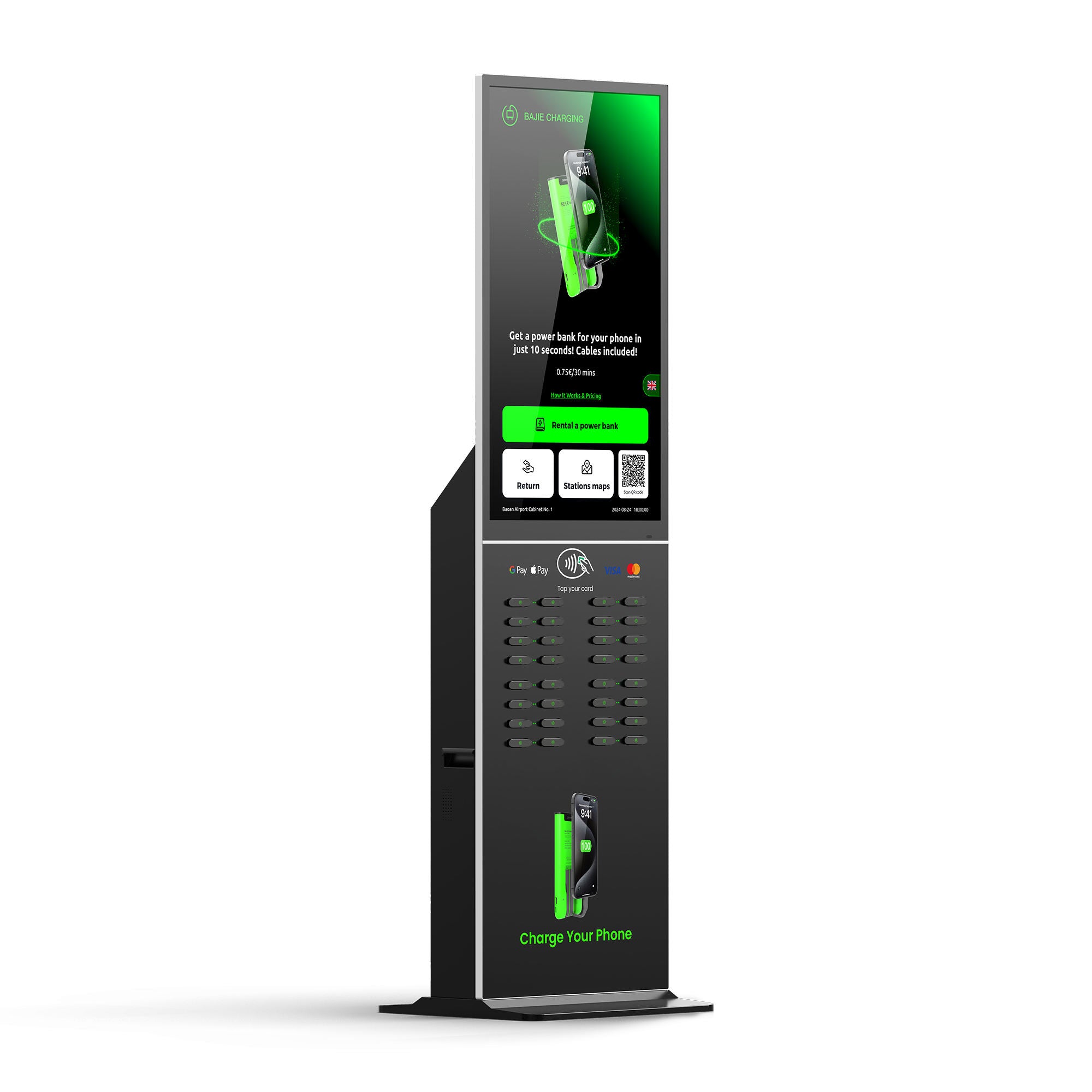 New 32-Slot Mobile Rental Charging Station with Built-in POS System – Card & QR Code Payments