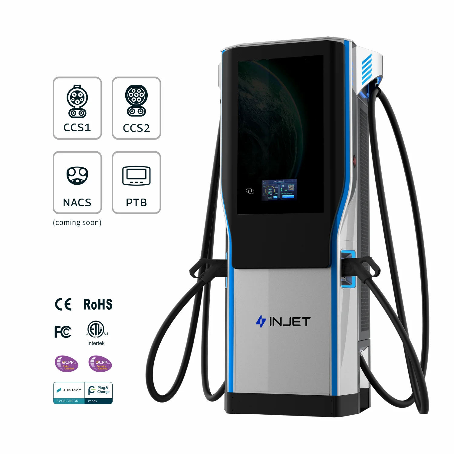INJET US EU Market OCPP 1.6J DC EV Charger 60Kw 120Kw 240Kw CCS1 CCS2 for Electric Car EV Charging Station Electric Car Charger