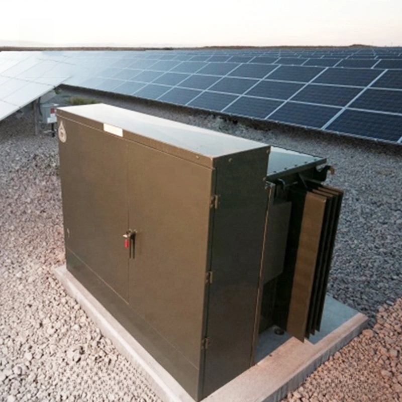 Solar battery storage system on a roof with solar panels in the background