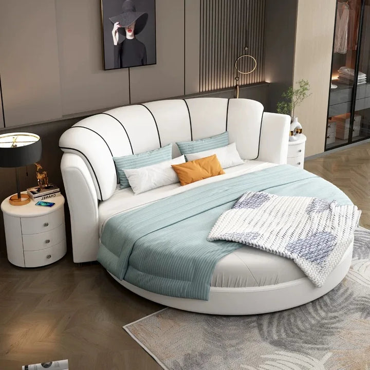 Modern Luxury Double round Leather Wedding Bed