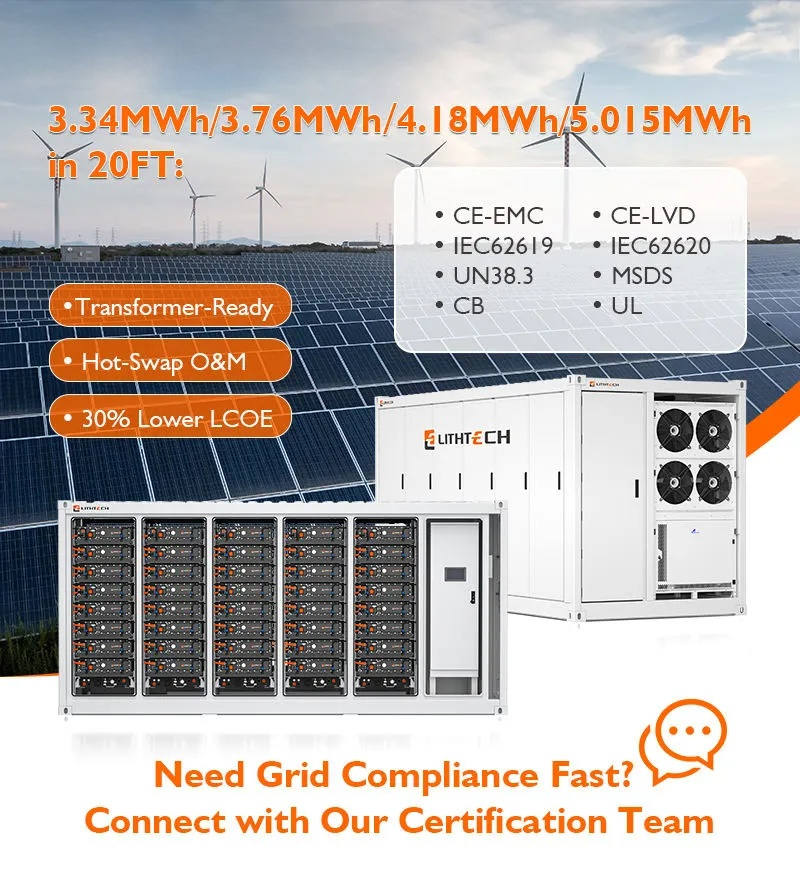 Unitech battery system with solar panels and wind turbines in the background