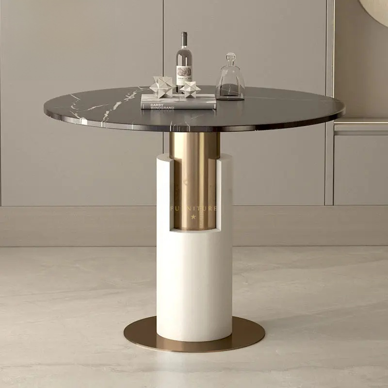 Luxury Modern White Marble Top Coffee Table – Stainless Steel Legs