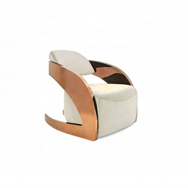 Luxury Rose Gold Stainless Steel Accent Chair – Leather Lounge Sofa Chair - Home l Hotel