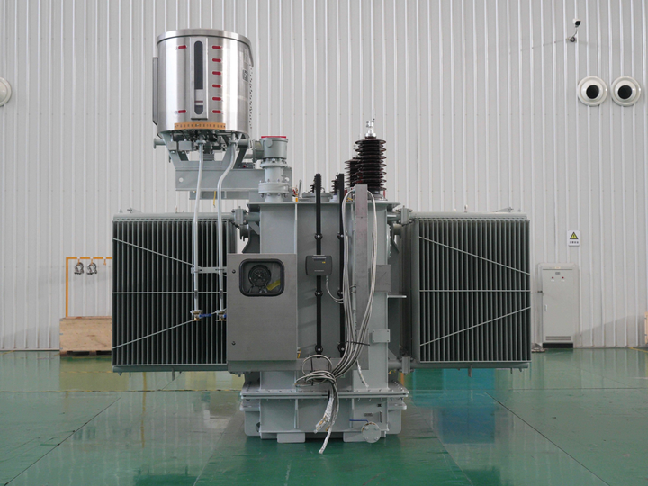Large industrial railway transformer or electrical component in a warehouse setting